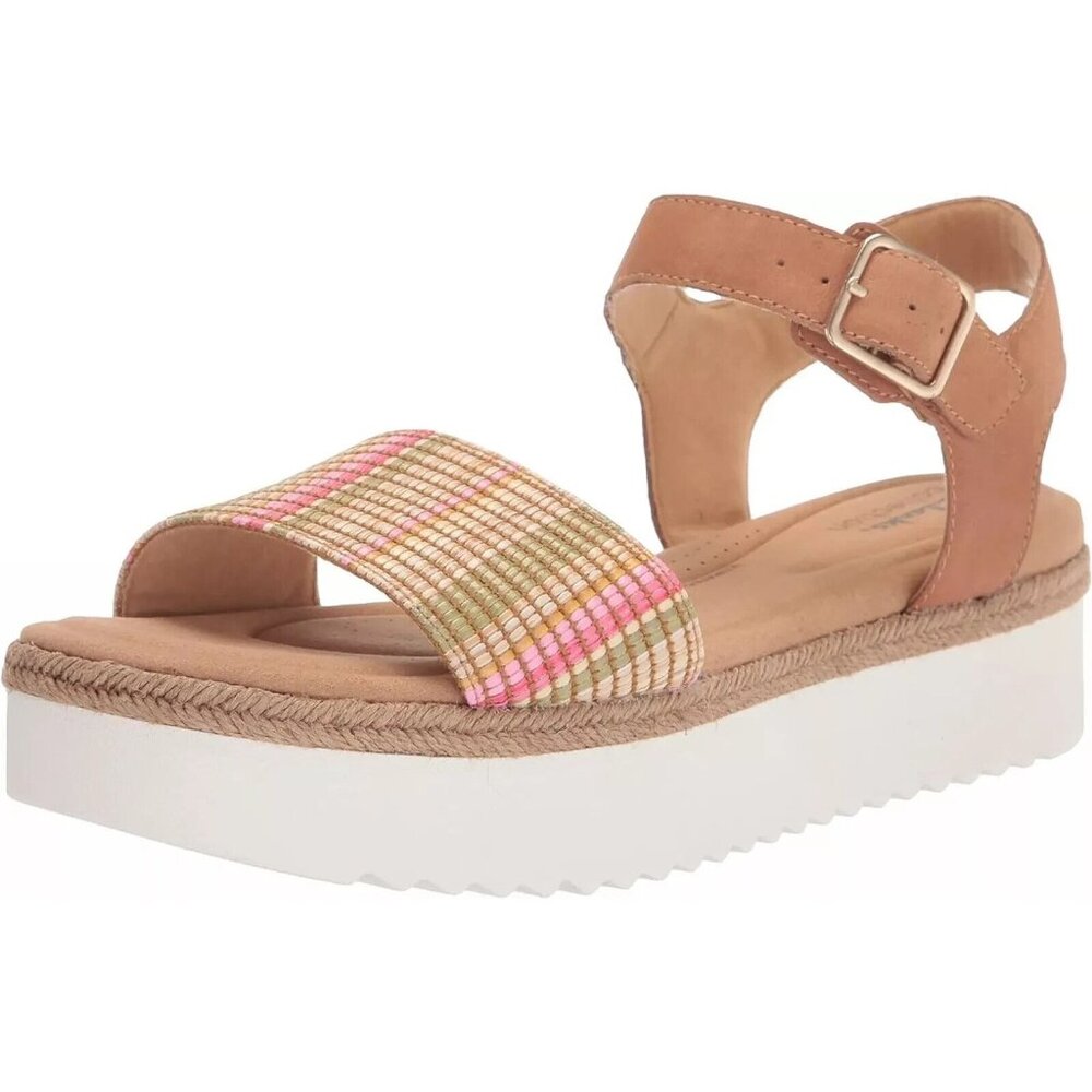 Clarks Women's 10.5 M Sandal  Lana Shore Flat Light Tan Leather Brown NEW
